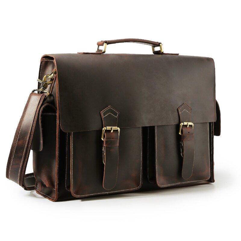Leather Laptop Bag Supplier - High Quality Classic Design Real Large Capacity