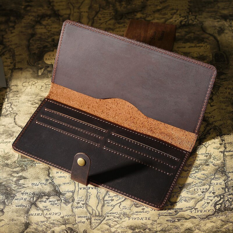 Leather Checkbook Wallet Manufacturer - Custom Vintage Crazy Horse Genuine with