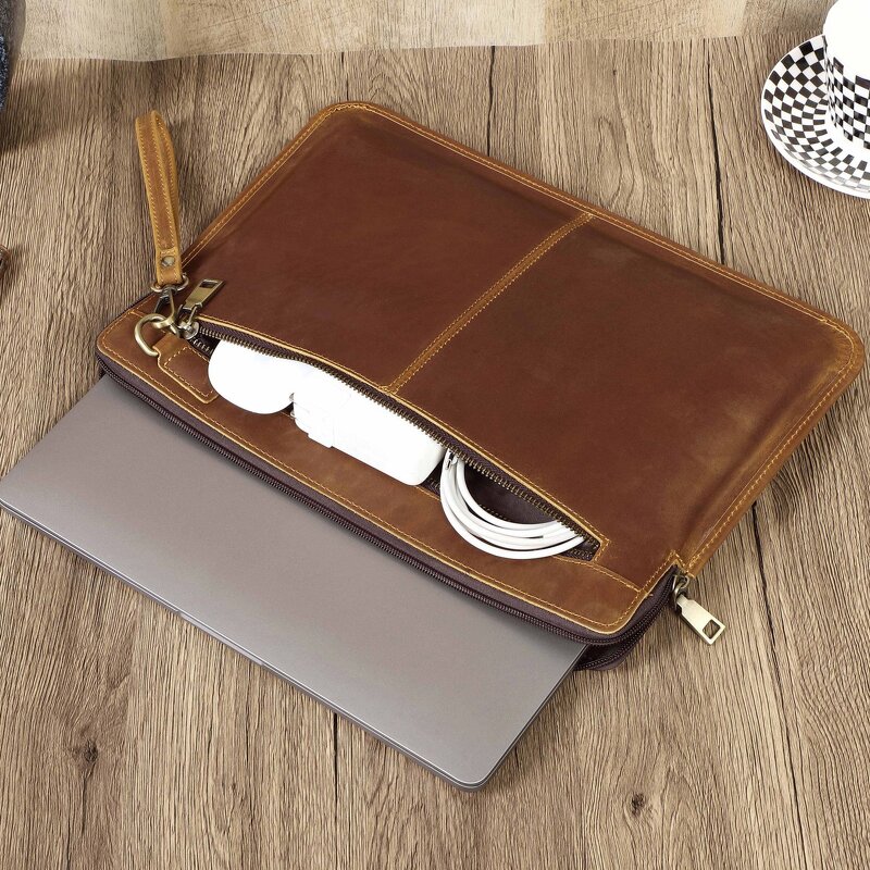 Leather Laptop Clutch Bag Supplier - Real Full Grain Genuine Crazy Horse Retro