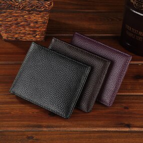Leather Wallet Supplier - Factory Wholesale OEM ODM Men Bifold Pebble Leather