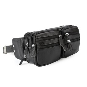 Leather Fanny Pack Supplier - ODM OEM Custom Logo Design Style High Quality Black