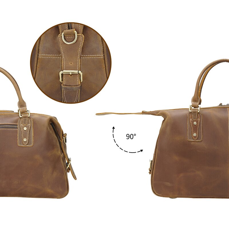 Leather Duffel Bag Supplier - Big Volumes Crazy Vintage Crazy Horse for Men Retro