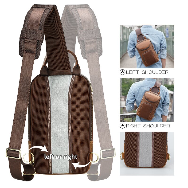 Leather Sling Chest Pack Manufacturer - Logo Brand Customization Cowhide Crazy Horse