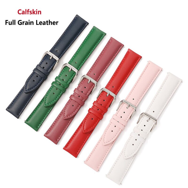 Leather Watch Strap Supplier - Original Factory Cowhide Calfskin White Pink for