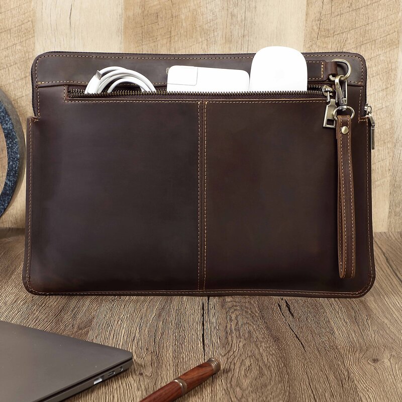 Leather Laptop Clutch Bag Supplier - Real Full Grain Genuine Crazy Horse Retro
