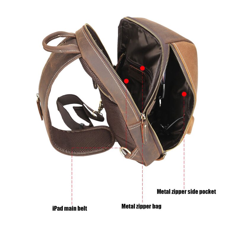 Leather Crossbody Sling Bag Supplier - Wholesale Custom Vintage Design USB Charging