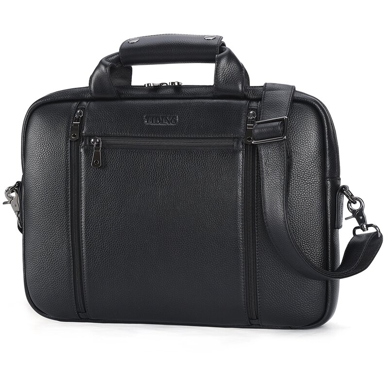 Leather Laptop Briefcase Supplier - Wholesale Large Black Capacity Genuine Business