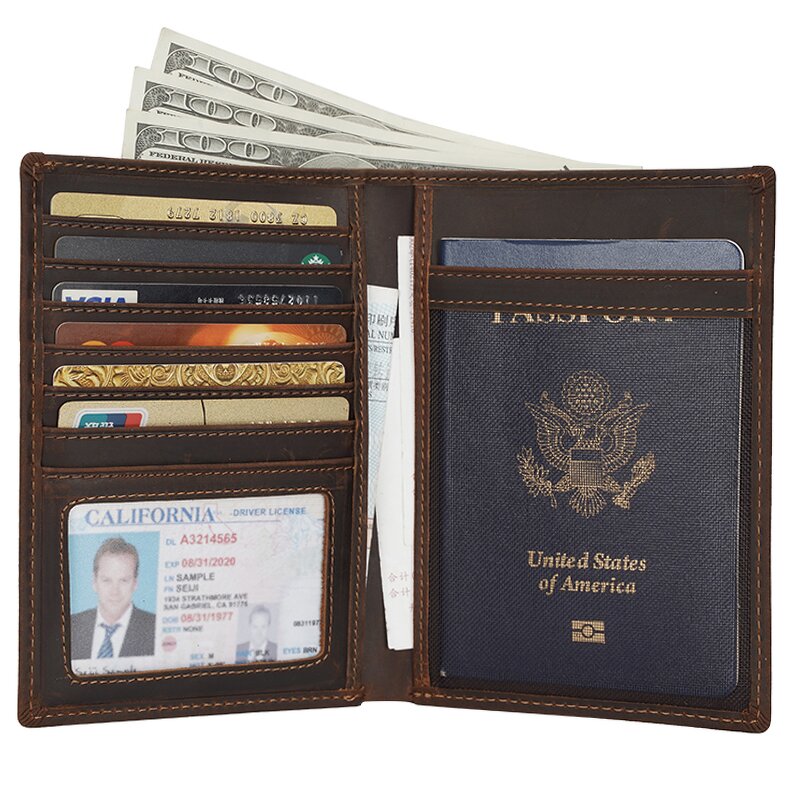 Leather Passport Wallet Manufacturer - Vintage Custom Logo Compass Pattern RFID