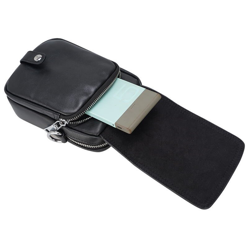 Leather Shoulder Belt Pouch Supplier - Manufacture Custom Black Genuine Sport Cell