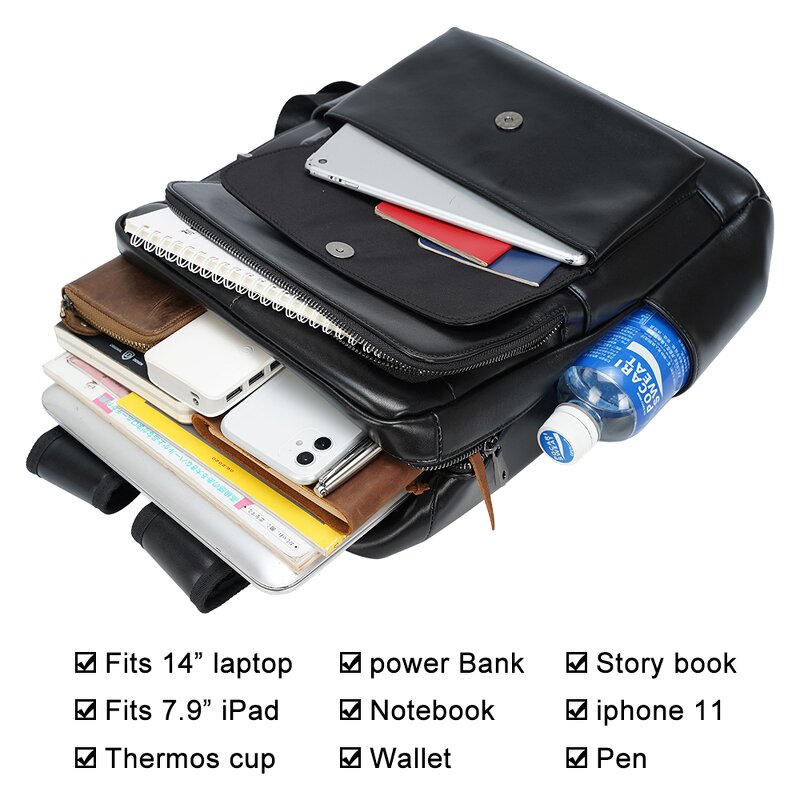 Leather Backpack Supplier - Wholesale Fashion Style Black Full Grain Laptop