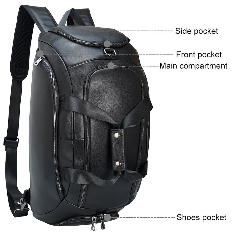 Leather Backpack Supplier - Factory Supply Fashion Design Black Real Bull Cowhide