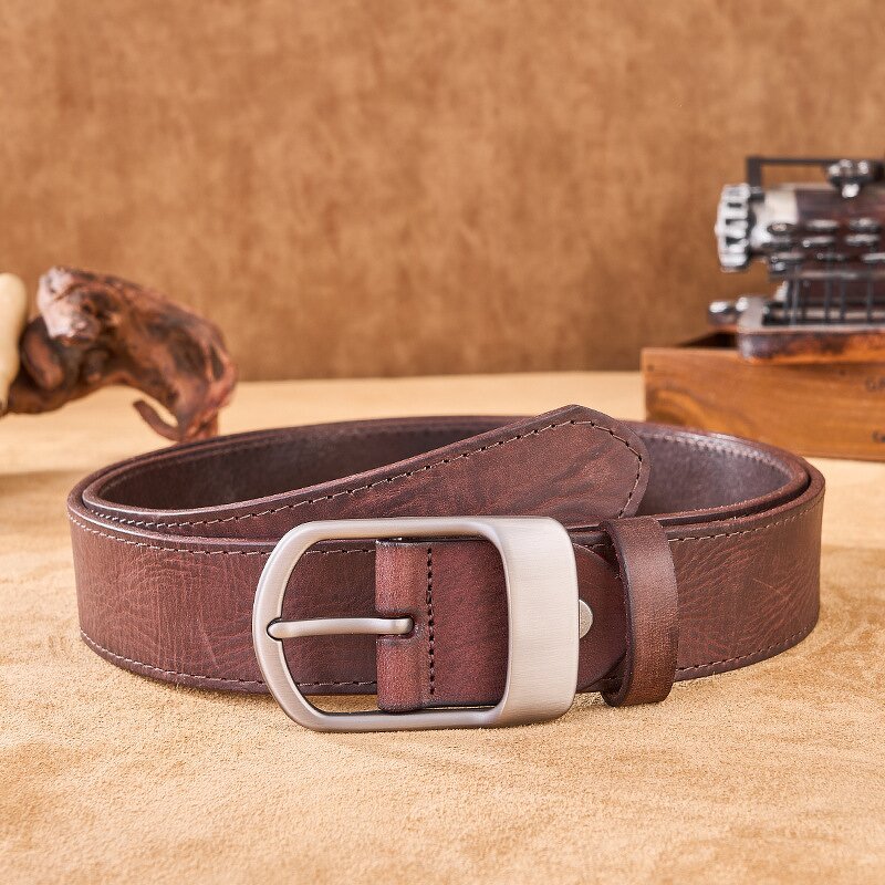 Leather Waist Belt Manufacturer - Man PIN Buckle Gift Vintage Style Genuine Cow