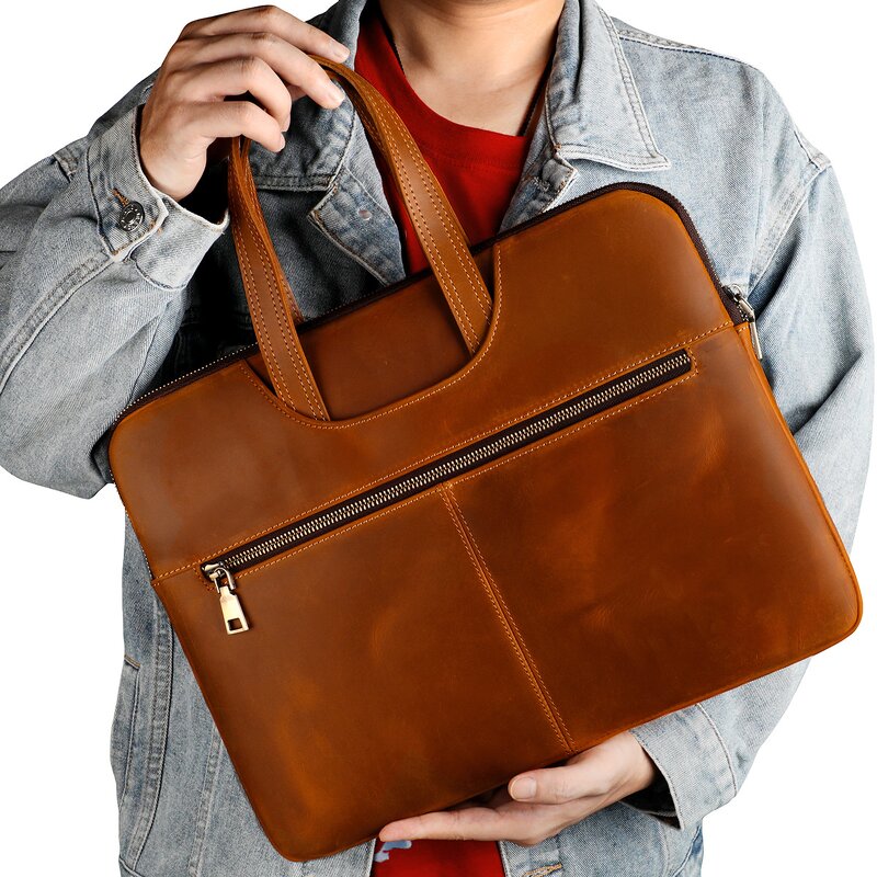 Leather Business Bag Manufacturer - New Design Simple Style Genuine Laptop