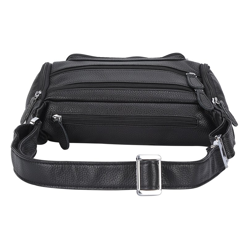 Leather Waist Bag Manufacturer - TIDING Brand Custom Logo Top Grain Black Waterproof