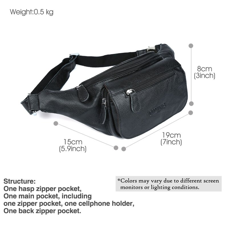 Leather Fanny Pack Supplier - Manufacture Direct Sale Casual Genuine Black Full