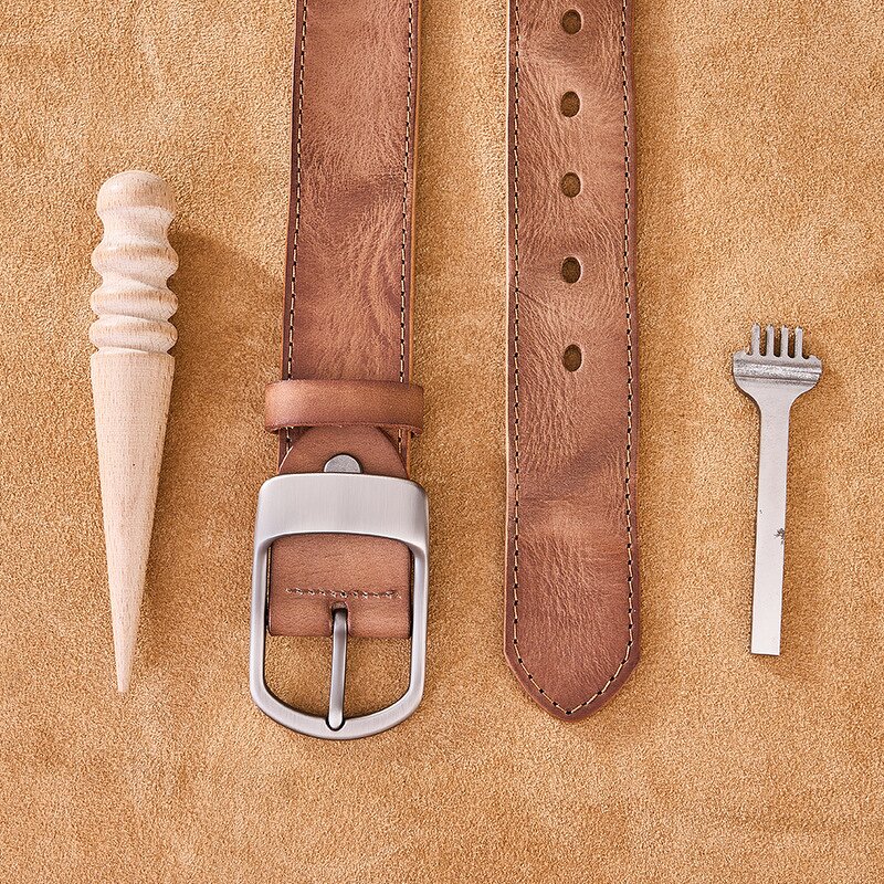 Leather Waist Belt Manufacturer - Man PIN Buckle Gift Vintage Style Genuine Cow