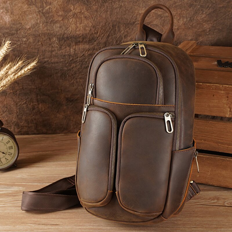 Leather Single Shoulder Bag Supplier - Wholesale Factory Supply Durable Crazy Horse