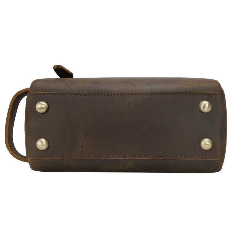 Leather Dopp Bag Manufacturer - New Arrival Double Zip Crazy Horse Bathroom