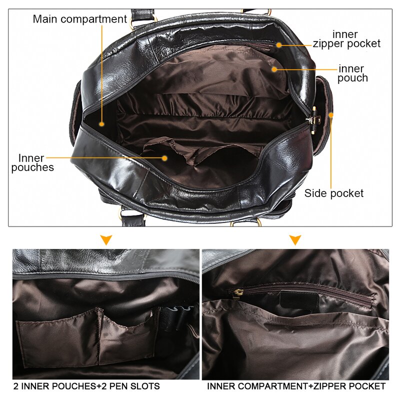 Leather Travel Tote Supplier - TIDING Factory Wholesale Custom Black Large Capacity