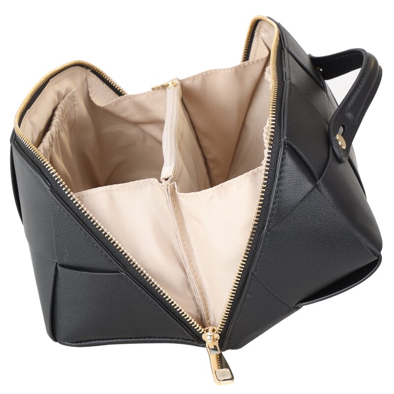 Leather Cosmetic Pouch Supplier - Color Custom Fashion Knit Pattern Cowhide Full