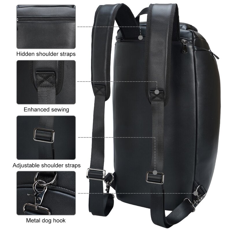 Leather Backpack Supplier - Factory Supply Fashion Design Black Real Bull Cowhide