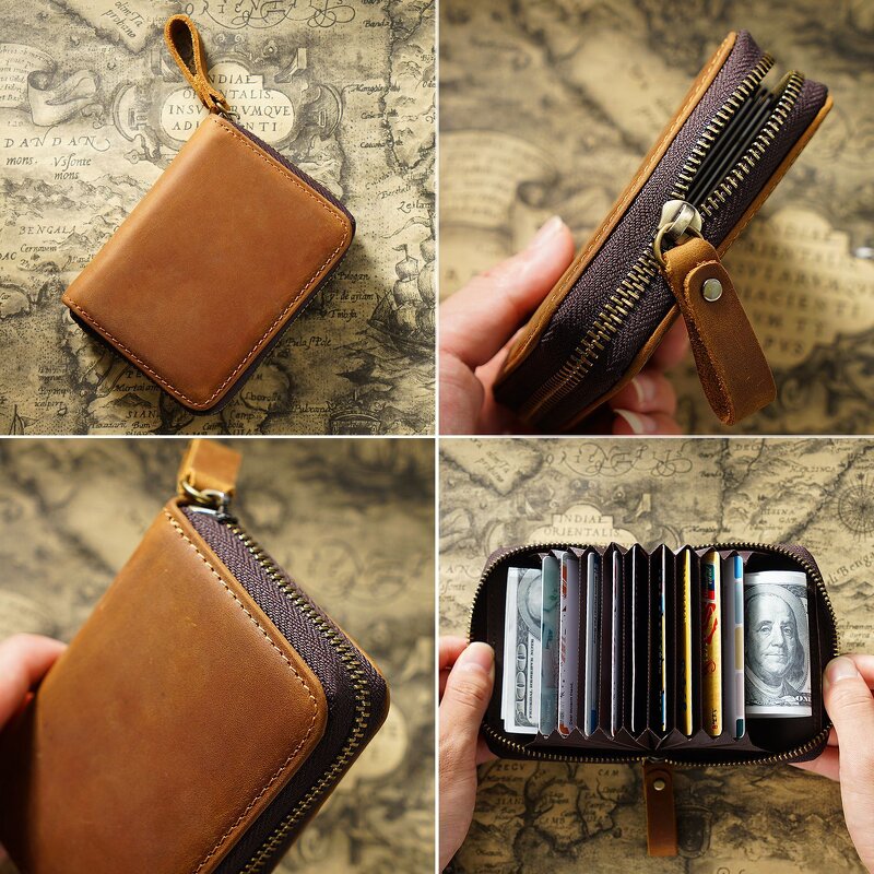 Leather Passport Holder Manufacturer - Multiple Card Slot Zipper Full Grain