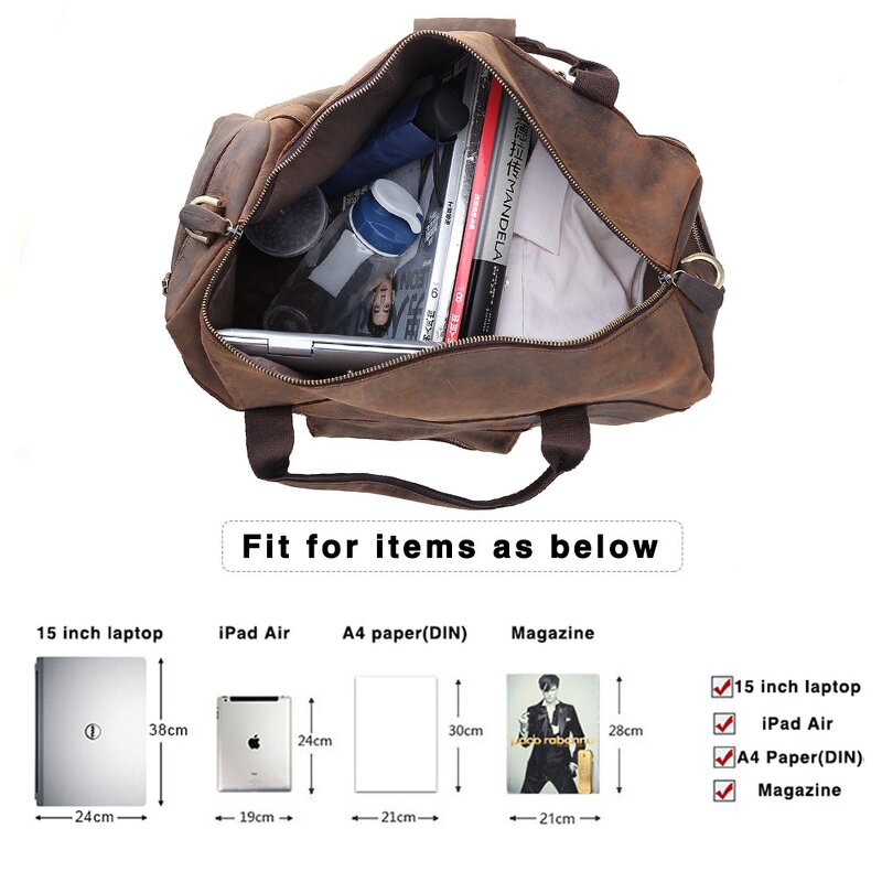Leather Duffle Bag Supplier - High Quality Customize Genuine Mens Weekender