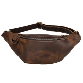 Leather Bum Bag Supplier - Wholesale Vintage Design Dark Brown Real Running