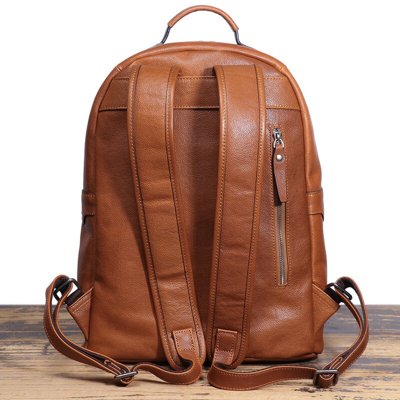 Leather Backpack Supplier - Hot Selling Brown Full Grain for Student Laptop
