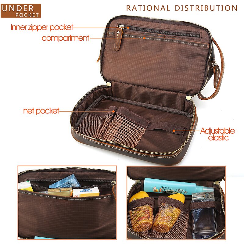 Leather Washing Bag Manufacturer - Tiding Logo Customize Vintage Handmade Real