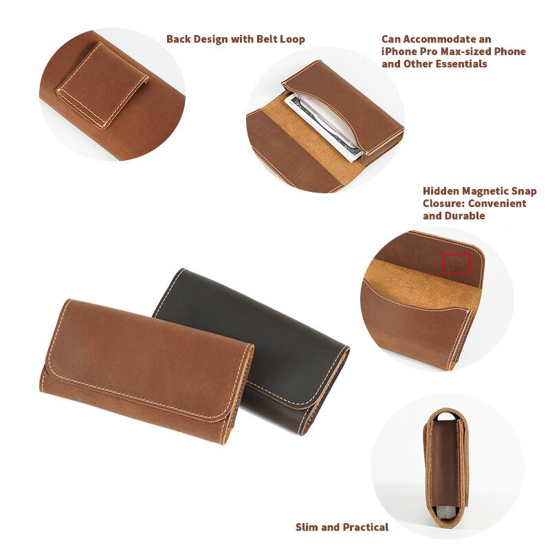 Leather Shoulder Bag Manufacturer - Crazy Horse Full Grain Men's Belt Waist Pouch