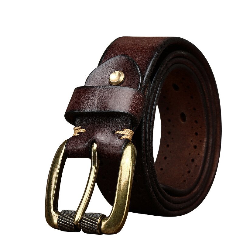 Leather Waist Belts Supplier - Hot Selling Vintage Business Man 3.8cm Wide Genuine