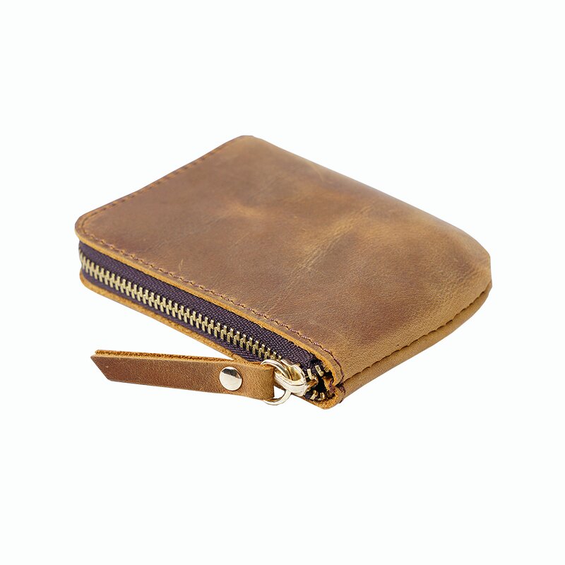 Leather Wallet Supplier - Stock Wholesale Genuine Full Grain Cowhide Zipper Card