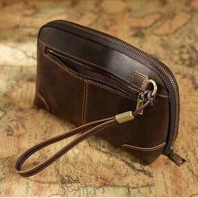 Leather Clutch Bag Supplier - OEM ODM Design Full Grain Genuine Vintage Wrist