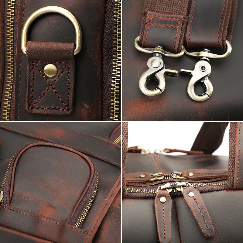 Leather Messenger Briefcase Manufacturer - Customize Logo Hot Sale Vintage Crazy Horse