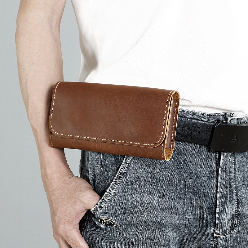 Leather Shoulder Bag Manufacturer - Crazy Horse Full Grain Men's Belt Waist Pouch