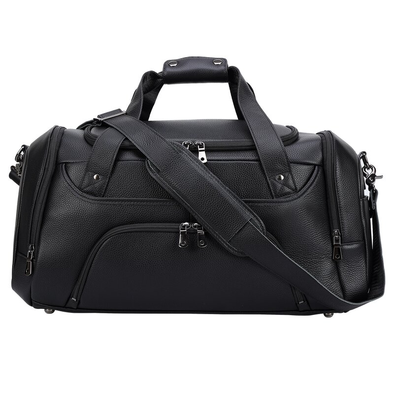 Leather Weekender Bag Manufacturer - Black Cow Full Grain Calf With Shoe Compartment