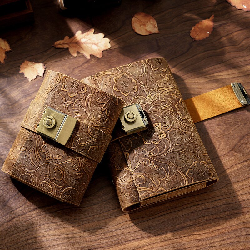 Leather Diary Journal Supplier - Vintage Tally Book Full Grain Manuscript with Lock