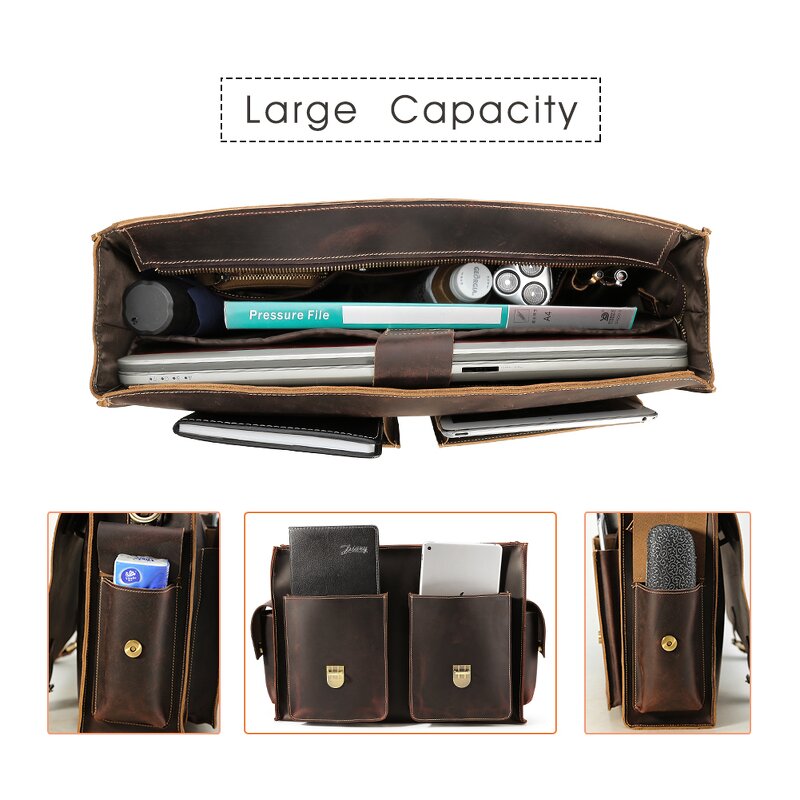 Leather Laptop Bag Supplier - High Quality Classic Design Real Large Capacity
