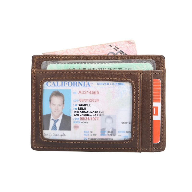 Leather Wallet Supplier - Custom Logo RFID Men Minimalist Cowhide Genuine Slim