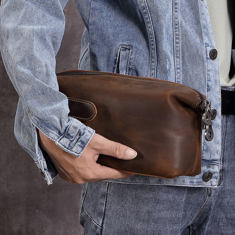 Leather Washing Bag Manufacturer - OEM ODM Custom Logo Handmade Real Cow