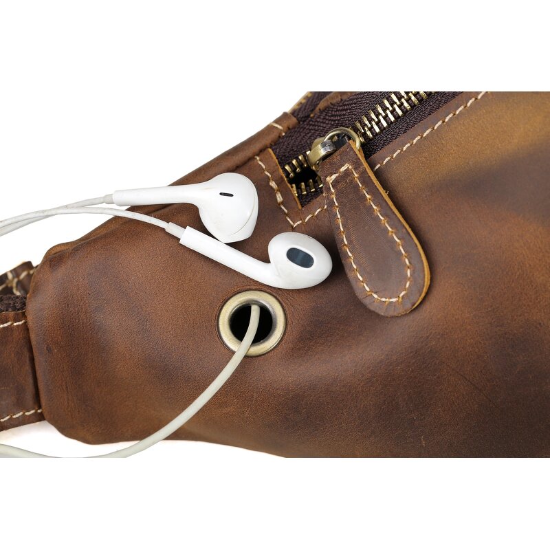 Leather Bum Bag Supplier - Wholesale Vintage Design Dark Brown Real Running