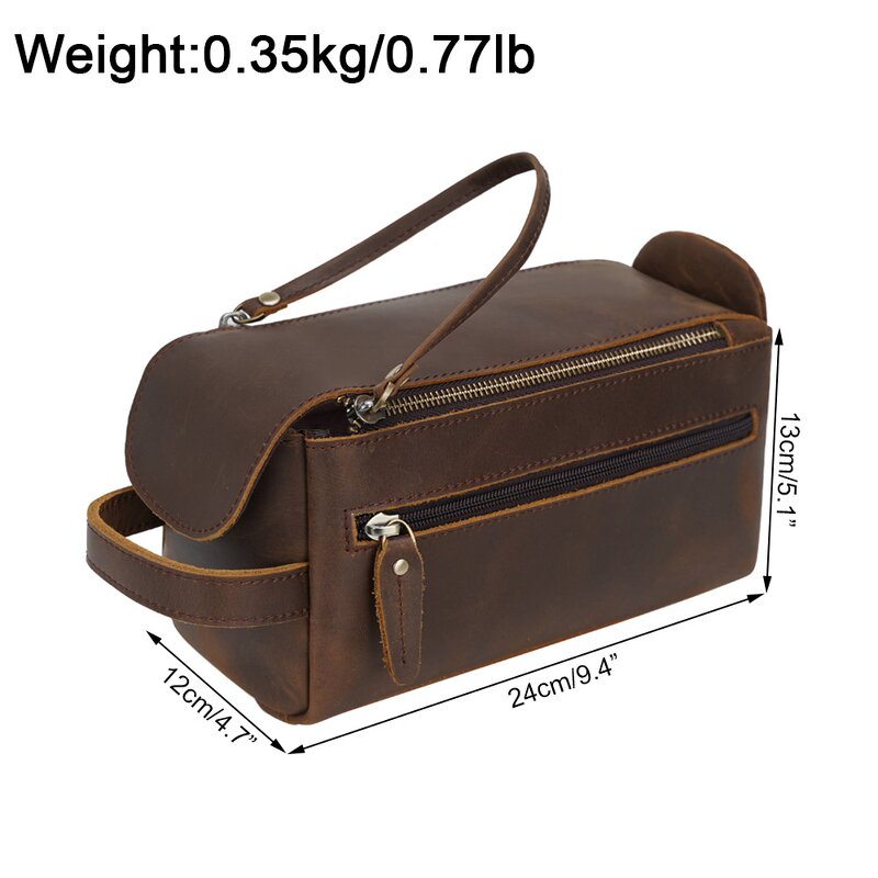 Leather Bathroom Wash Bag Supplier - TIDING ODM Custom Genuine Cosmetic Toiletry