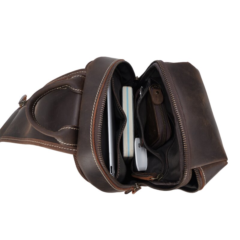 Leather Crossbody Chest Bag Supplier - Custom OEM ODM Cowhide USB Charging One