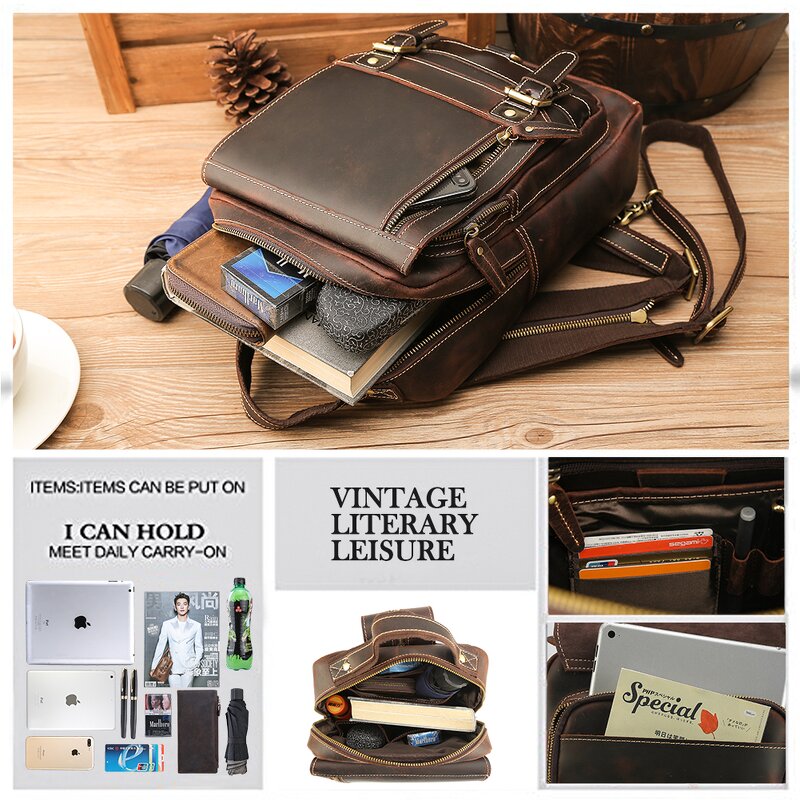 Leather Chest Bag Manufacturer - Hot Sale Design Custom Vintage Mini Crazy Horse