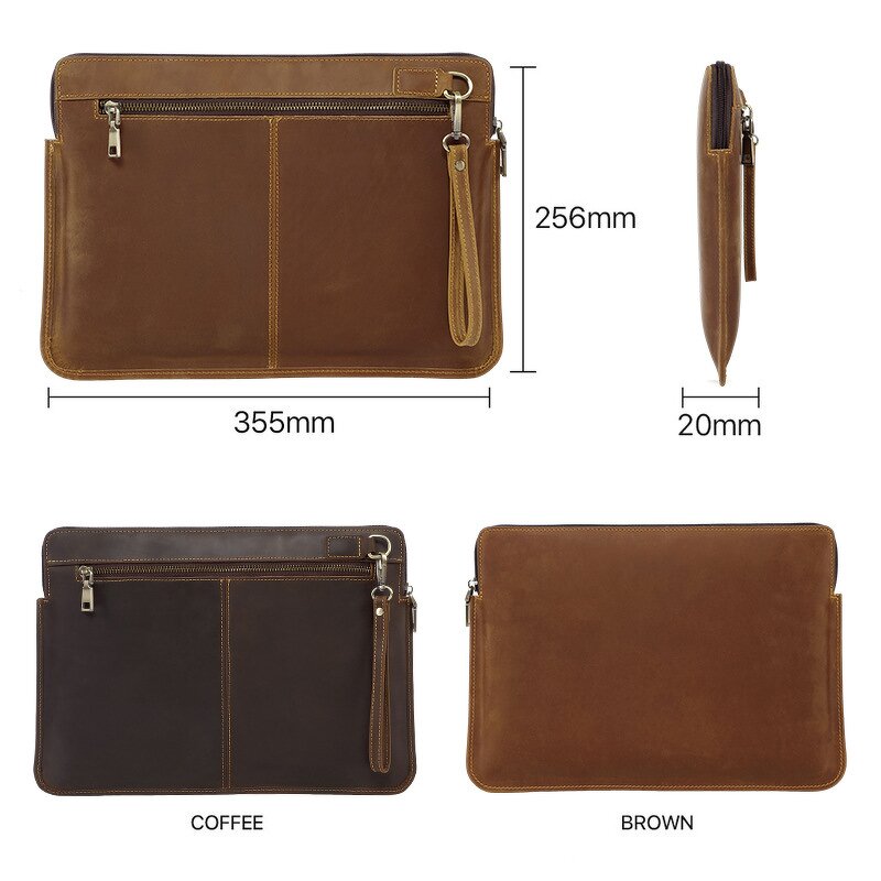 Leather Laptop Clutch Bag Supplier - Real Full Grain Genuine Crazy Horse Retro