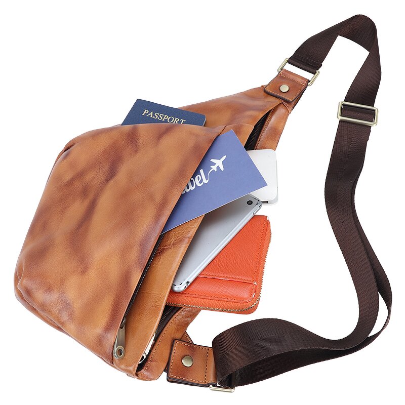 Leather Crossbody Bag Supplier - 2025 New Design Factory Direct Sale Brown