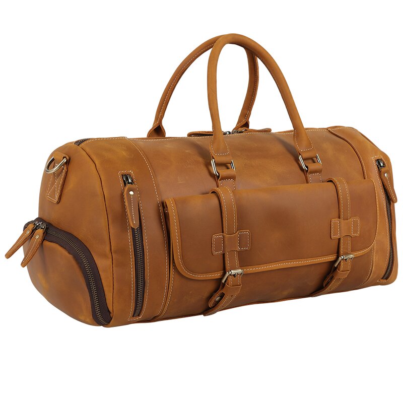 Leather Travel Duffel Supplier - High Quality Hot Selling Brown Full Grain Genuine
