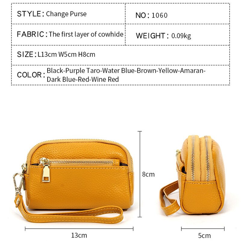 Leather Purse Supplier - Drop Shipping Genuine Full Grain Zipper Wallet Lady