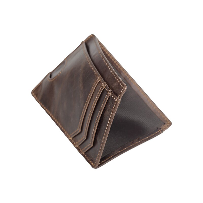 Leather Wallet Supplier - Custom Logo RFID Men Minimalist Cowhide Genuine Slim